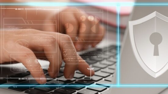 Child safety online. Little kid using laptop at home. Illustration of internet blocking app-Shutterstock_1841611093